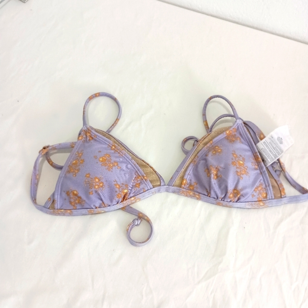 Volcom Higher Flower Mesh Detail Bikini Top